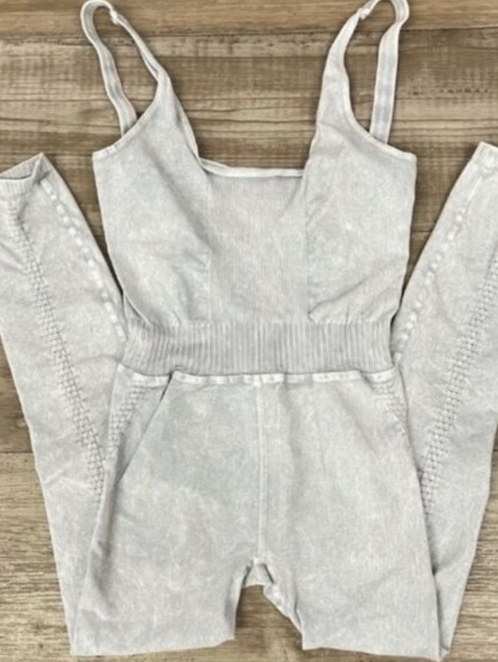 Free People Movement Good Karma Ice Gray Seamless Scoop-Back Jumpsuit - Picture 6 of 8